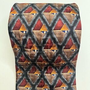 OSCAR DE LA RENTA Burgundy Foulard Silk Tie & Pocket Square